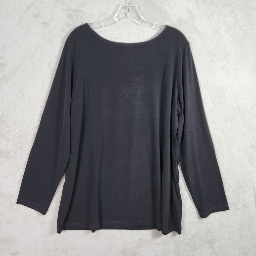 Susan Graver Modern Essentials Tunic Womens XL Black Liquid Knit‎ Tops A654061